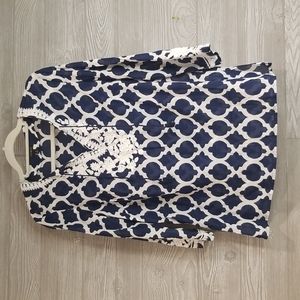 Talbots Embroidered Coastal Grandma 3/4 Sleeve Tunic